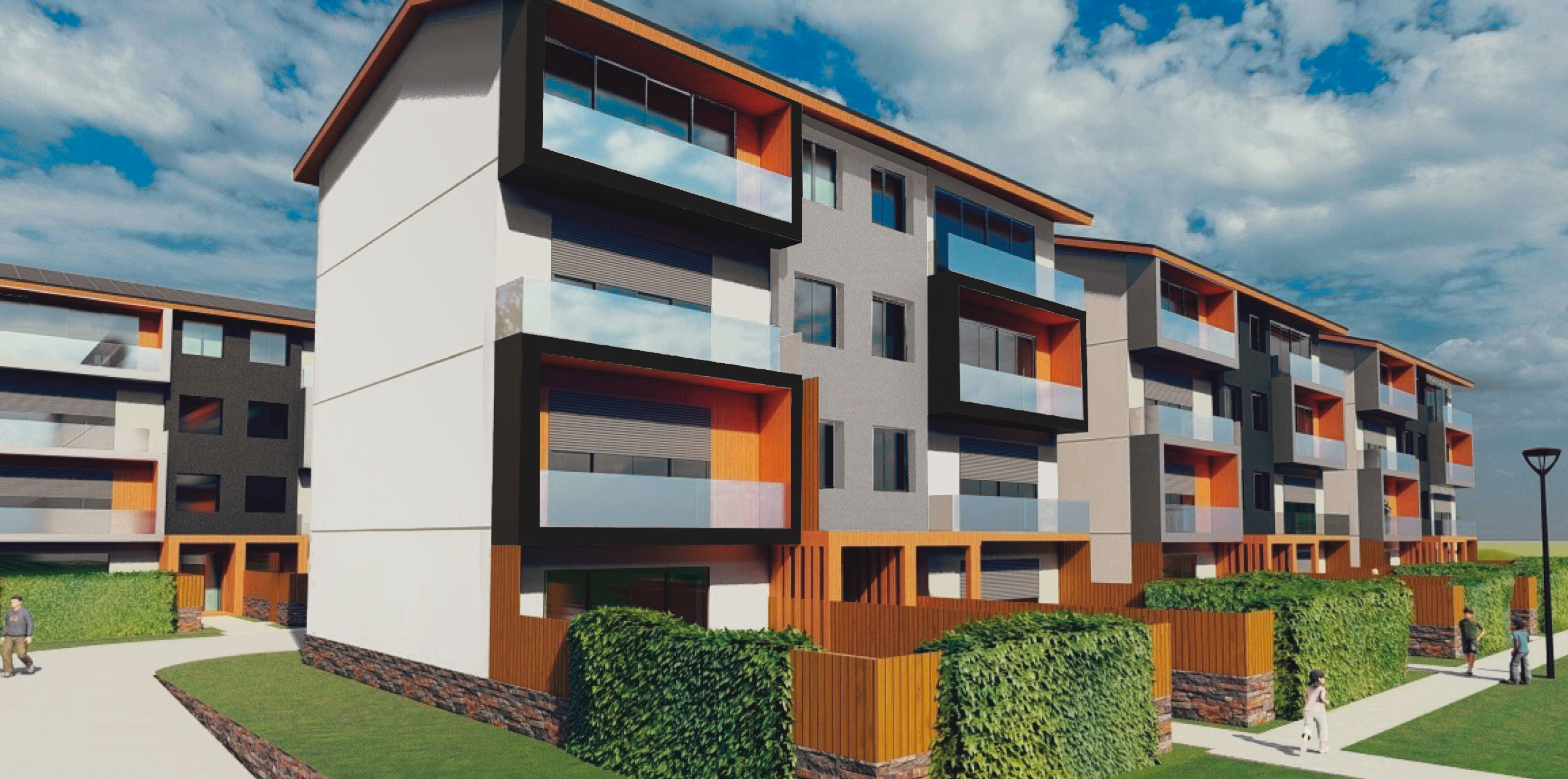 Vizualizace nové výstavby bytových domů v Ostrovačicích